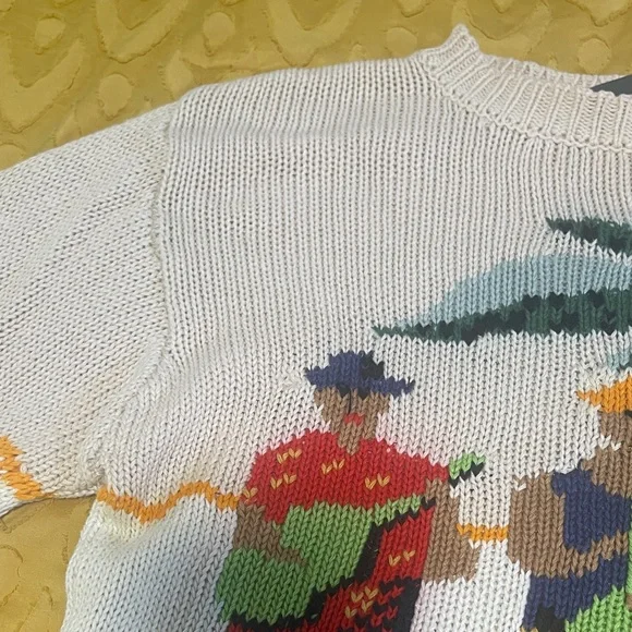 Men's Beige Sweater with Tropical Design - Picture 6 of 16